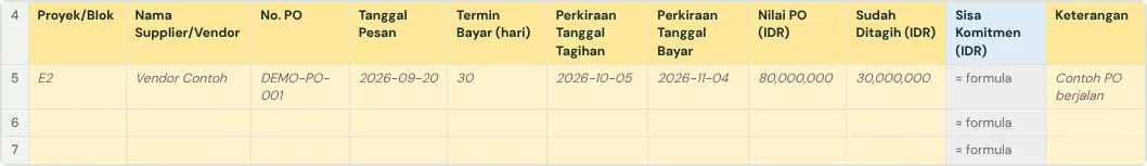 The Pesanan_Pembelian tab in the template